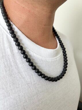 David Yurman Black Onyx Matte Sterling Silver Spiritual Bead Necklace 24"